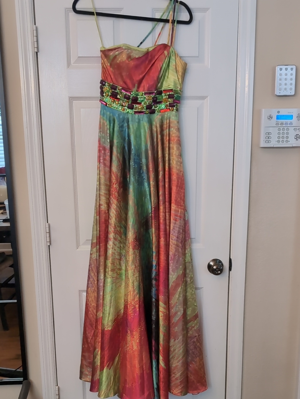 JOVANI Silky Rhinestone Maxi Formal Cocktail Prom Dress